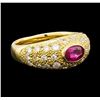 Image 1 : 0.56 ctw Ruby and Diamond Ring - 18KT Yellow Gold