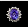 Image 2 : GIA Cert 11.91 ctw Tanzanite and Diamond Ring - 14KT White Gold