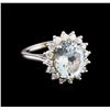 Image 1 : 4.28 ctw Aquamarine and Diamond Ring - 14KT White Gold