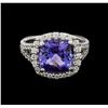 Image 2 : 3.65 ctw Tanzanite and Diamond Ring - 14KT White Gold