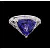 Image 2 : GIA Cert 7.39 ctw Tanzanite and Diamond Ring - 14KT White Gold