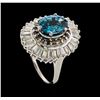 Image 4 : 2.34 ctw Blue Zircon and Diamond Ring - 14KT White Gold
