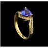 Image 4 : 14KT Yellow Gold 1.03 ctw Tanzanite and Diamond Ring