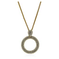 Crystal Pave Circle Pendant Necklace - Gold Plated