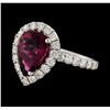 Image 1 : 2.65 ctw Tourmaline and Diamond Ring - 14KT White Gold