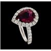 Image 4 : 2.65 ctw Tourmaline and Diamond Ring - 14KT White Gold
