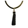 Image 2 : Leather Tassel Pendant Necklace - Rhodium Plated