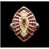 Image 2 : 3.15 ctw Ruby and Diamond Ring - 18KT Yellow Gold