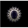 Image 2 : 12.85 ctw Sapphire and Diamond Ring - 14KT White Gold