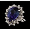 Image 1 : 7.60 ctw Tanzanite and Diamond Ring - 14KT White Gold