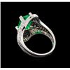 Image 3 : 2.95 ctw Emerald and Diamond Ring - 18KT White Gold