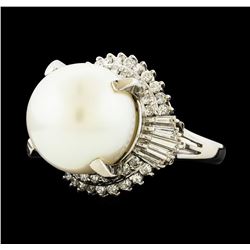 Pearl and Diamond Ring - Platinum