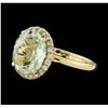 Image 1 : 2.22 ctw Beryl and Diamond Ring - 14KT Yellow Gold