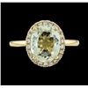Image 2 : 2.22 ctw Beryl and Diamond Ring - 14KT Yellow Gold