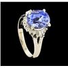 Image 4 : 4.35 ctw Tanzanite and Diamond Ring - Platinum