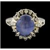 Image 2 : 4.57 ctw Star Sapphire and Diamond Ring - Platinum