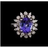 Image 2 : 4.35 ctw Tanzanite and Diamond Ring - 14KT White Gold