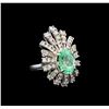 GIA Cert 4.99 ctw Emerald and Diamond Ring - 14KT White Gold