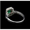 Image 3 : 0.60 ctw Emerald and Diamond Ring - 14KT White Gold