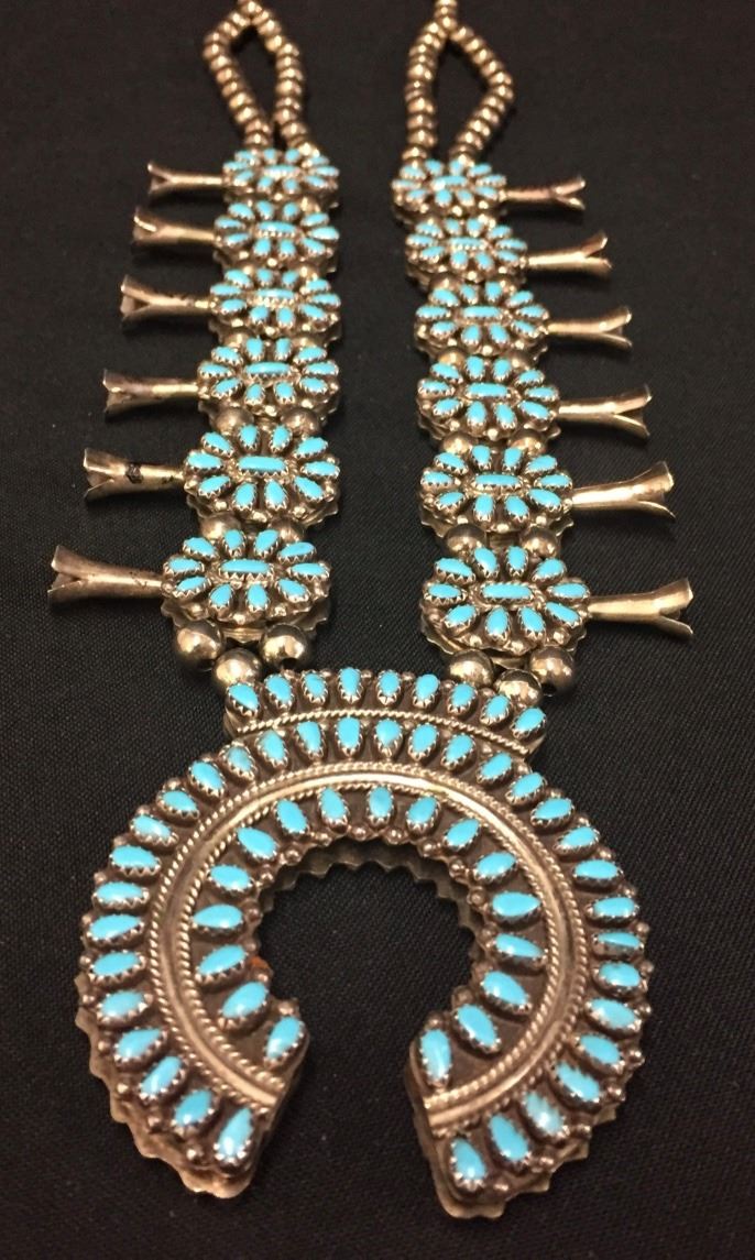 Multistone DoubleSided Squash Blossom Necklace