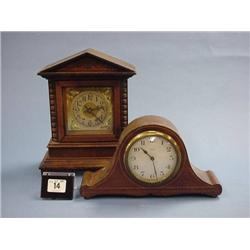 Small Steeple Type Clock And Small 8 Day Napoleon Style Mahogany  Cased Clock £25-50...