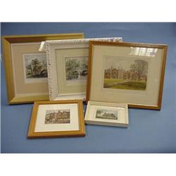 2 Stone Engravings, Ditchingham Barnham Broom Prints, Great  Witchingham, Norwich "Sampson" Colou...