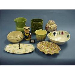 Bretby 955 Green Jardinière, Devon Vase (A145), Sylvac Planter,  Burlington Toby Jug "The Sleeper...