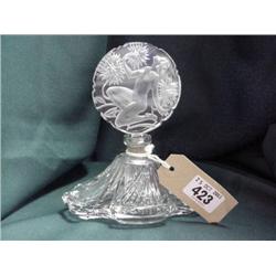 Art Deco Style Cut Glass Scent Bottle With Nude Design Stopper  Bearing Signature To Base - J.Pes...