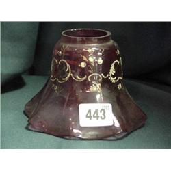 Pair Cranberry Glass Lamp Shades With Gilt Decoration £60-80...