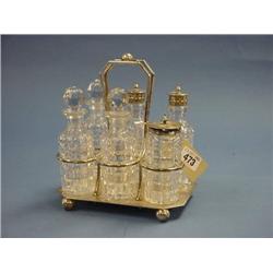 Silver Plated And Cut Glass Six Bottle Cruet £75-100...