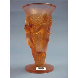 Pink Frosted Glass Vase With Dancing Nude Female Figures £40-60...