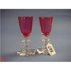 Pair Of Cut Glass Cranberry Bohemian Glasses £40-50...