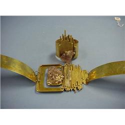 Brass Designer Belt And Matching Bangle Set With Polished Stone  Bearing Signature J M Ruiz £30-5...