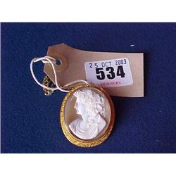 Classical Shell Cameo Brooch With Pendant Chain £60-80...
