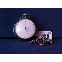 Silver Pair Cased Verge Pocket Watch (Charles Churchill London) With  Metal Albert £130-150...