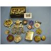 Image 1 : Quantity Assorted Badges, Buttons, Etc. To Include Great Eastern  Railway Cap Badge, Railway Stri...