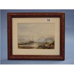 19th.Cent. Watercolour - Coastal Seascape Shipwreck With Donkey (See  Reverse) £100-130...