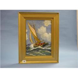 Oil Seascape 19th.Cent. "Boat In Rough Seas" £50-75...