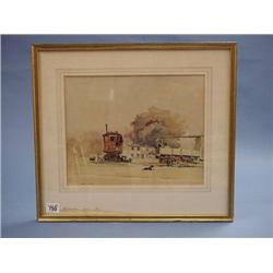Framed Picture Of Caravan And Lorry In Front Of House Bearing  Signature Fred Lawson £30-50...