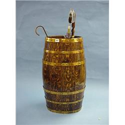 Brass Banded Oak Barrel Stick Stand And Brollies £80-150...