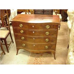 Mahogany Serpentine Front Chest Of Four Graduated Drawers 38" Overall  Width On Splayed Bracket F...