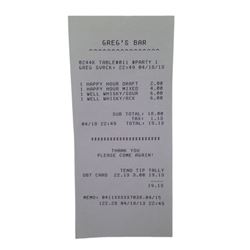 Patriots Day Hero Reciept Greg's Bar Movie Props