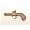 Image 1 : Brass cannon barrel pocket percussion single  shot pistol, .41 caliber, 2.5” barrel, wood  grip; unm