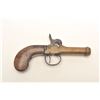 Image 2 : Brass cannon barrel pocket percussion single  shot pistol, .41 caliber, 2.5” barrel, wood  grip; unm