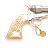 Image 5 : Colt SAA revolver, .44-40 caliber, 4.75”  barrel, old re-nickel finish, raised carved  steer head pe