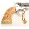 Image 5 : Colt SAA revolver, .41 caliber, 4.75” barrel,  old re-nickel finish, double carved bone  grips, S/N 