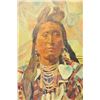 Image 2 : Original oil on canvas signed lower right  “Boyle ‘77” and entitled on back “Crow  Chief”. Measures 