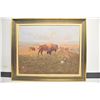 Image 1 : Buffalo on the plains original oil on canvas  signed lower left “Ace Powell”. Measures  approximatel