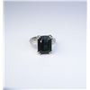 Image 2 : Elegant Green Tourmaline and Diamond Ring  showcasing an alluring 9.60 carat emerald cut  tourmaline