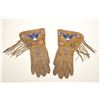 Image 1 : Magnificent beaded pair of trade cloth lined  gauntlets with American Eagles and Flags; The  best a 